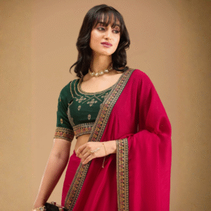 Rani Pink Gold Zariwork Soft Raw Silk Saree